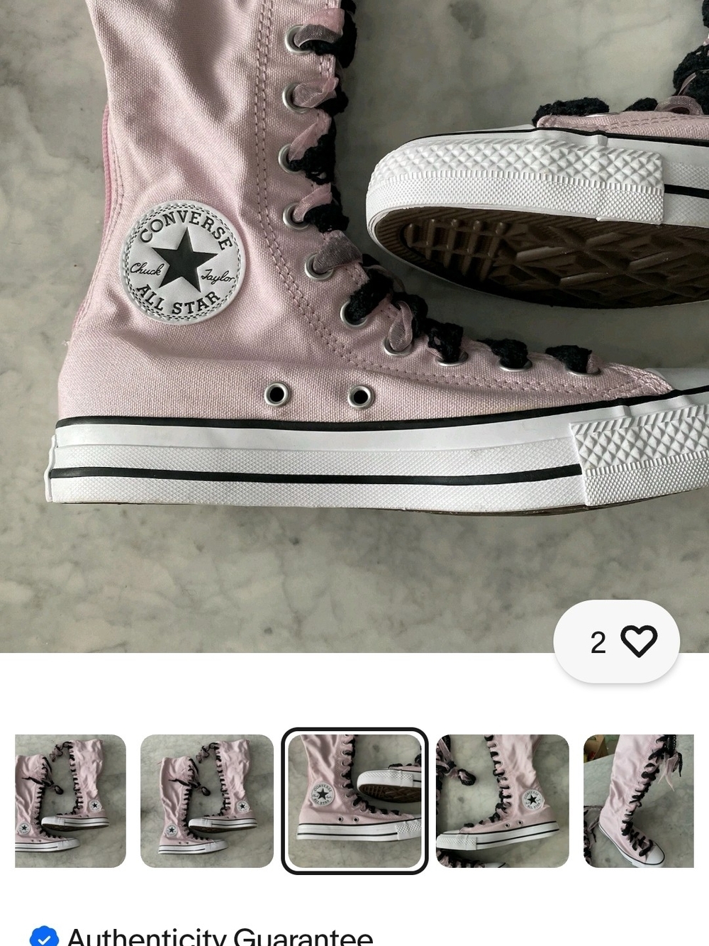 Converse Pink High-Top Lace-Up Boots Black Ribbon Laces Unisex 9.5men/11.5women - Picture 4 of 6